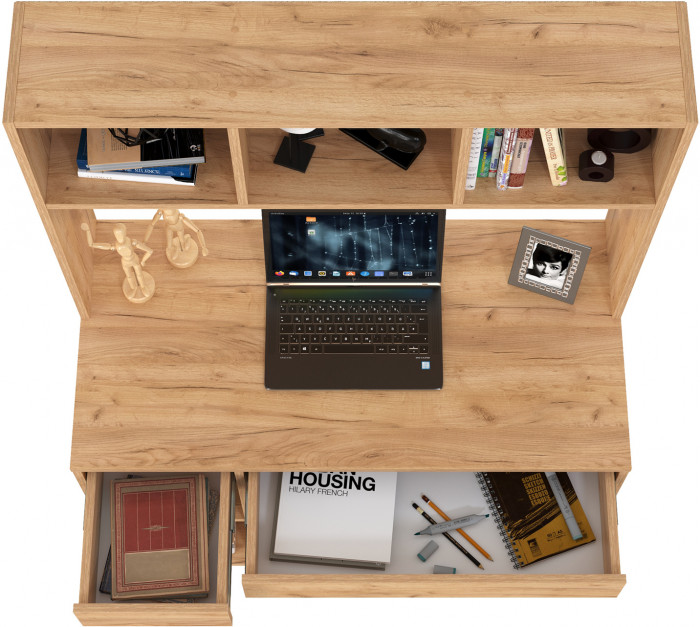 Стол компьютерный Комфорт 12.77F, цвет дуб крафт золотой, ШхГхВ 100х49,8х147 см., универсальная сборка