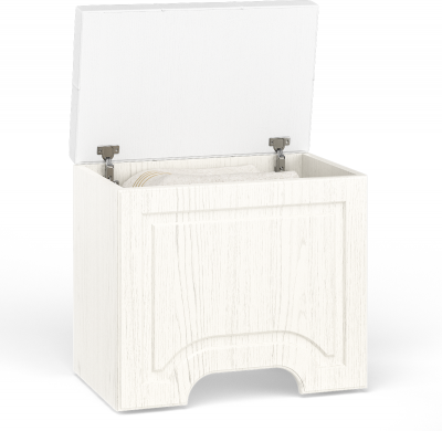 Ливерпуль Пуф 14.02, цвет ясень ваниль/белый/эко-кожа гранд белый, ШхГхВ 55х35х50 см., пуф на колёсах, подъёмная крышка