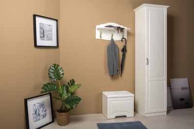 Ливерпуль Пуф 14.02, цвет ясень ваниль/белый/эко-кожа гранд белый, ШхГхВ 55х35х50 см., пуф на колёсах, подъёмная крышка