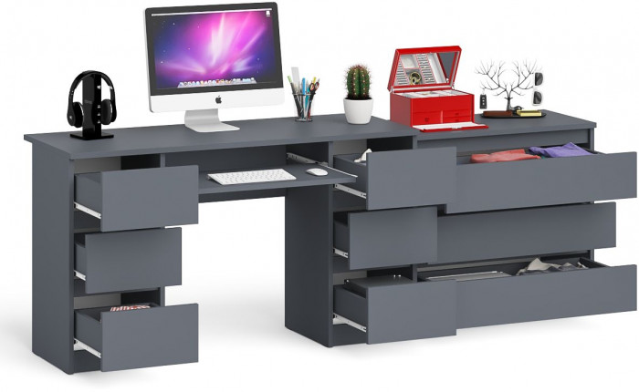 Мори компьютерный стол МС-2 + Комод МК800.1, графит