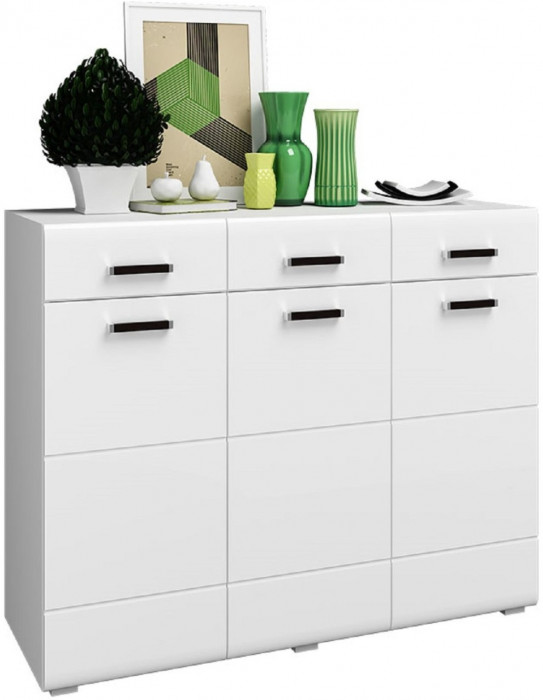 Нэнси NEW МДФ Комод (3дв.+3ящ.) (Белый глянец, Венге)