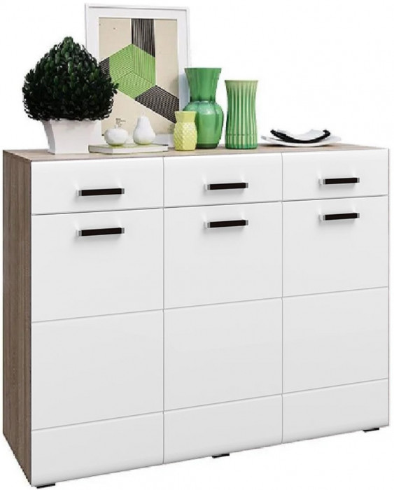Нэнси NEW МДФ Комод (3дв.+3ящ.) (Белый глянец, Венге)