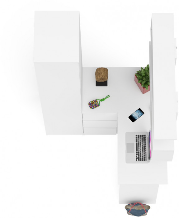 Мори компьютерный стол МС-16 левый + Пенал МШ400.1 + Полка 1200, белый