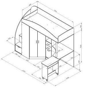 Детская кровать-чердак Теремок-1 Гранд,  Белый / Салатовый