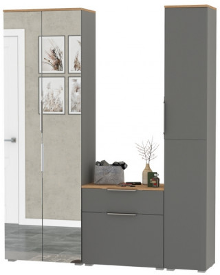 Октава Прихожая 21, серый графит/дуб крафт золотой/фасады МДФ серый графит