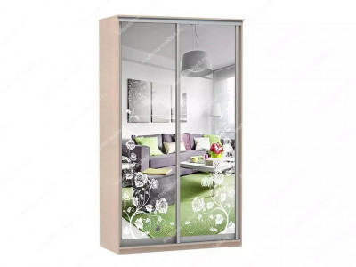 Шкаф купе Модерн 1190х600 2-х дверный зеркальный с пескоструем №3 ясень