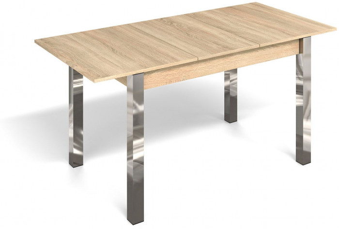 Стол раздвижной с вставкой Милан-3 Дуб Сонома / Хром