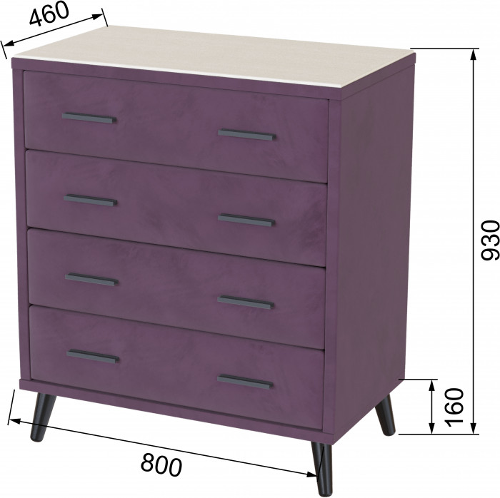 Комод интерьерный Пай винный/мдф клен кремовый