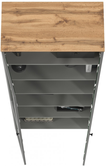Остин 16.394.02 Шкаф-витрина, цвет серый графит/дуб крафт золотой, ШхГхВ 80х41,8х229,8 см.