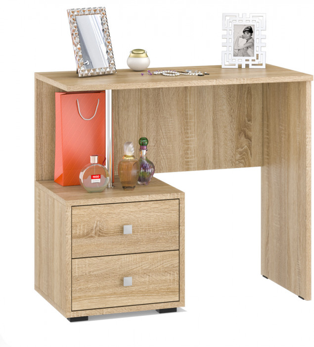 Камелия спальня № 3 Кровать 1600 + Две тумбы + Стол косметич. + Зеркало + Комод + Шкаф 4-х, дуб сонома