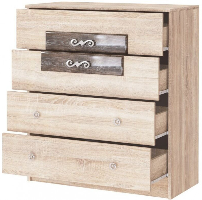 Мадлен Комод дуб сонома/МДФ дуб шале мореный