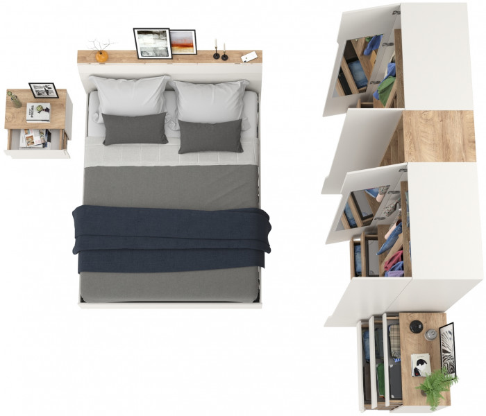 Муссон Спальня № 15, белый/дуб эндгрейн элегантный