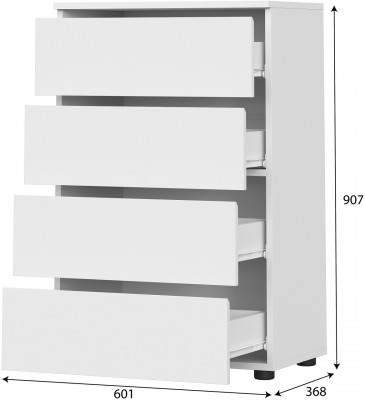 Токио Комод 4 ящика Белый текстурный / Белый текстурный