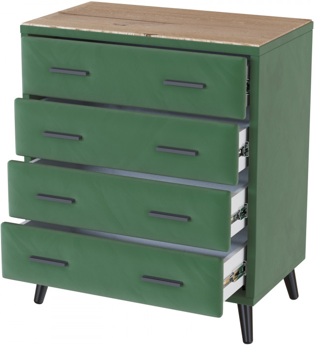 Комод интерьерный Пай изумруд/мдф дуб канадский