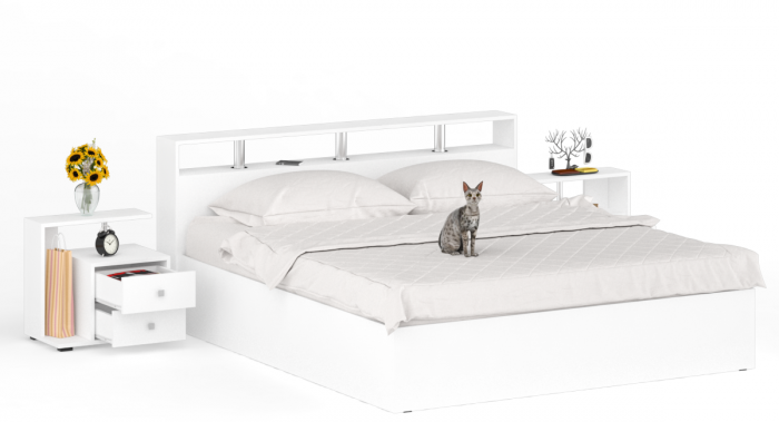 Камелия Кровать 1800 + две тумбы, белый