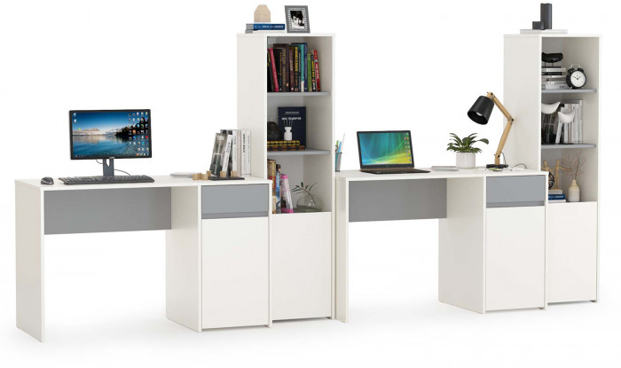 Торонто Компоновка № 07, цвет белый шагрень/стальной серый, ШхГхВ 320х53,1х149,7 см., универсальная сборка