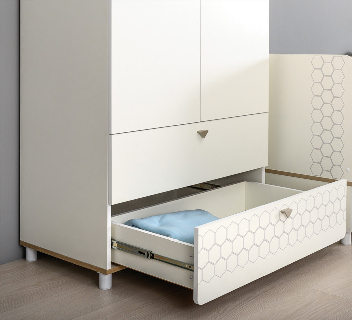 Эйп 13.334 Шкаф для одежды + 13.14 Стеллаж, цвет белый/дуб белый, ШхГхВ 138х51,1х183,8 см., универсальная сборка