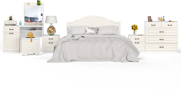 Ливерпуль Спальня № 2 12.46 + 10.118 + 10.117 + 14.02 + 10.103 + 11.08ОСН + две 08.146, цвет ясень ваниль/белый, сп. м. 1600х2000 мм., б/м, орт. есть