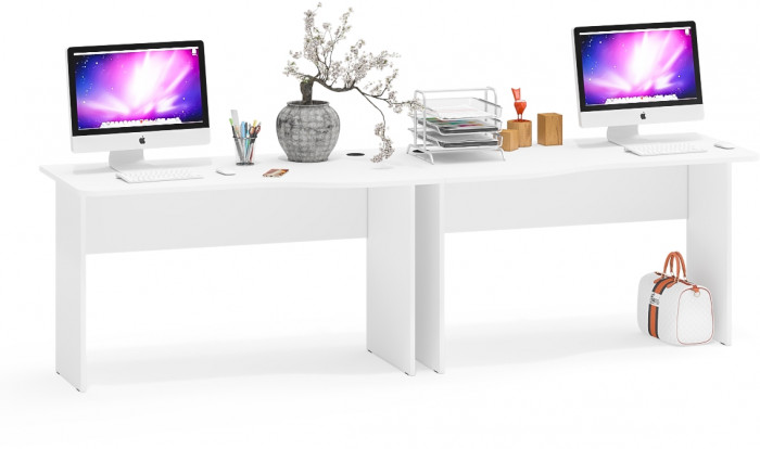 Два стола письменных С-МД-1-04, цвет белый шагрень, ШхГхВ 260х75х74 см., универсальная сборка