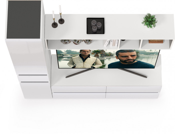 Сидней Комплектация № 014, корпус: белый/чёрный/фасады: МДФ белый глянец