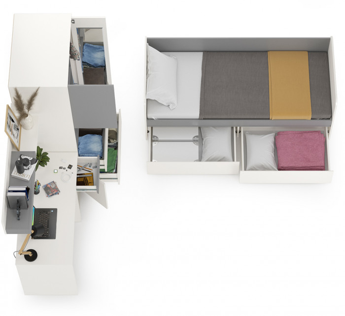 Торонто Компоновка № 25, белый шагрень/стальной серый