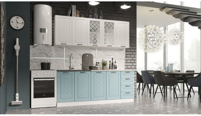 Кухня МДФ Агава 2000 (антрацит, Белый)