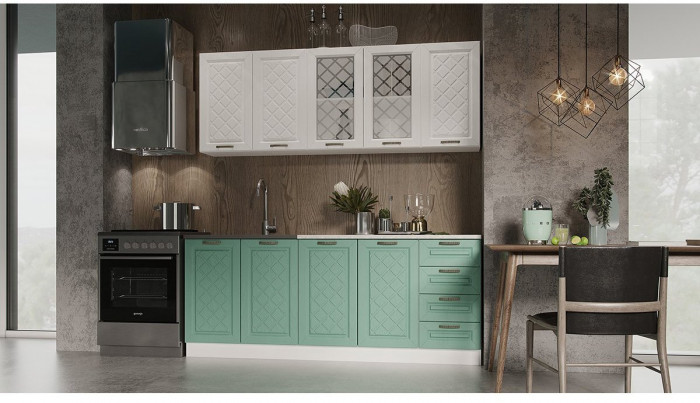 Кухня МДФ Агава 2000 (антрацит, Белый)