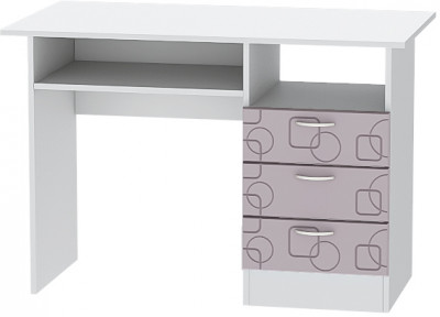 Стол письменный Бриз МДФ для детской, Белый/Ирис (Квадрат)