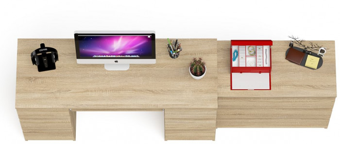 Мори Стол компьютерный МС-2 + Комод МК800.1, цвет дуб сонома, ШхГхВ 215,8х50х76,6 см., универсальная сборка
