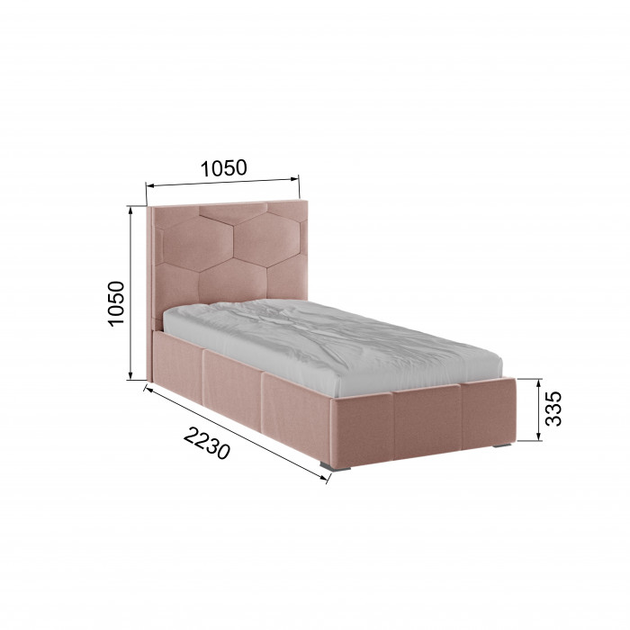 Манука Кровать интерьерная 900 пыльная роза, ортопед