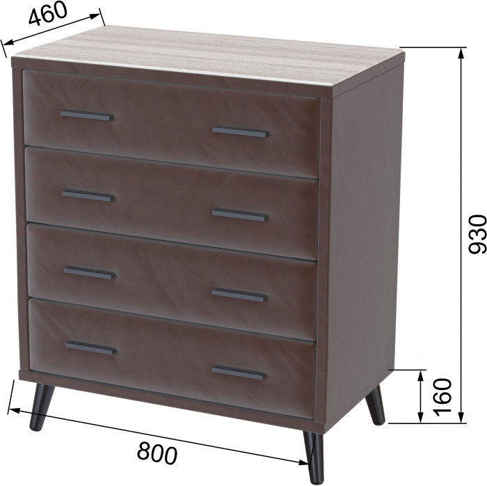 Комод интерьерный Пай коричневый/мдф сандал белый