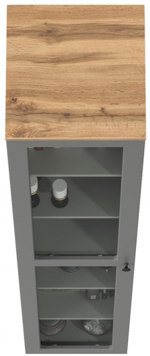 Остин 16.394.03 Шкаф-витрина(пенал), цвет серый графит/дуб крафт золотой, ШхГхВ 40х41,8х229,8 см., универсальная сборка