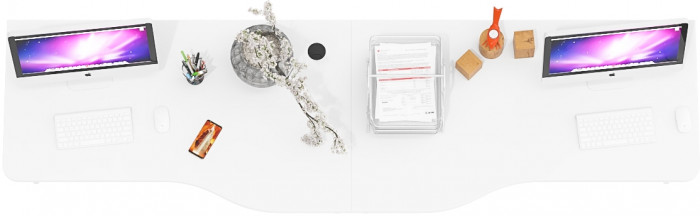 Два стола письменных С-МД-1-04, цвет белый шагрень, ШхГхВ 260х75х74 см., универсальная сборка