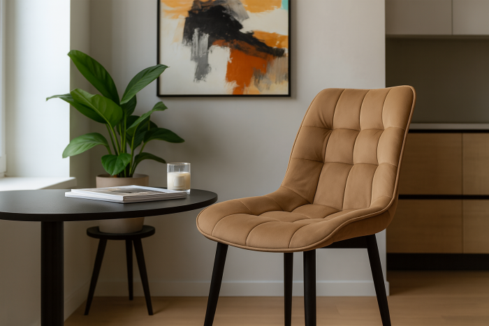 Стул "Бостон" черный матовый Velutto 03 капучино