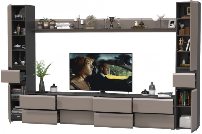 Сидней Комплектация № 106, корпус: антрацит/фасады: МДФ веллюто капучино