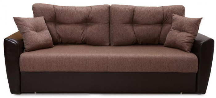 Диван-кровать Амстердам, 160х195, раскладной, еврокнижка, пружинный блок, рогожка/экокожа, коричневый