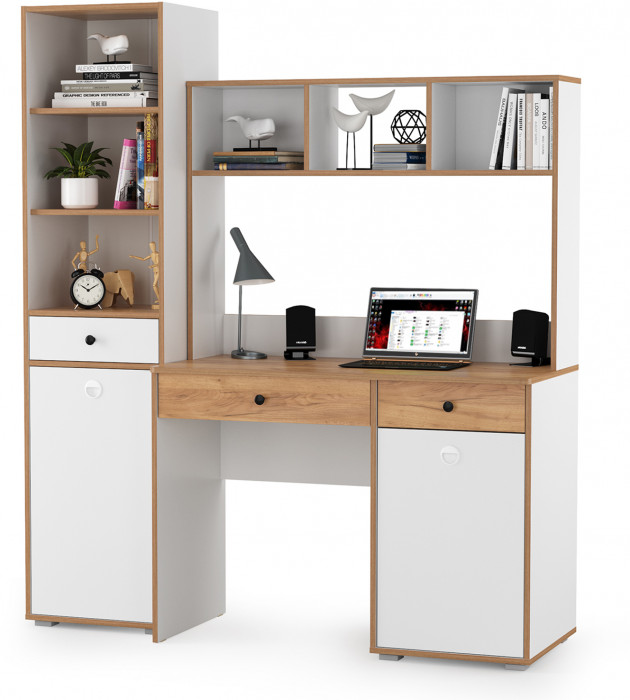 Вуди Компоновка № 05, белый премиум/дуб крафт золотой