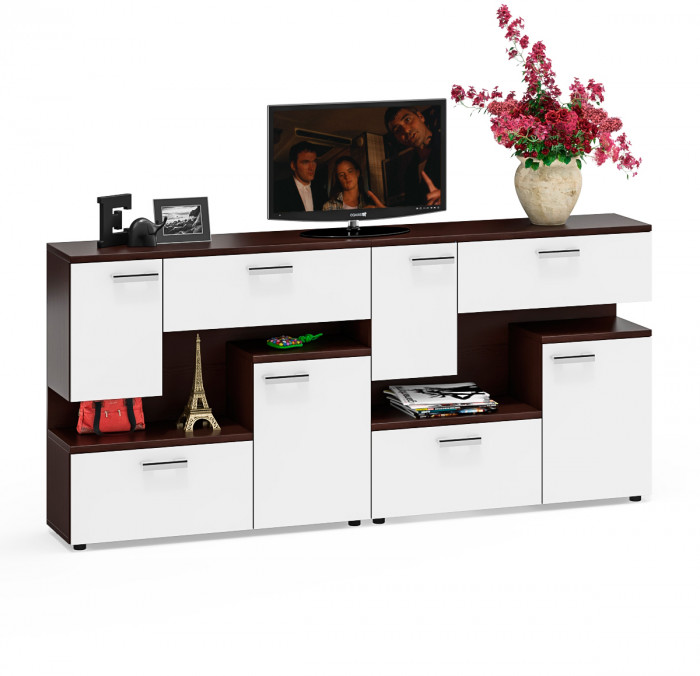 Две тумбы ТВ С-МД-С1-1000, венге/белый шагрень