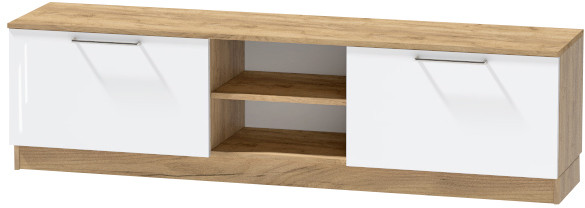 Тумба для ТВ-техники напольная "Иннэс-7", Крафт золотой/Белый глянец