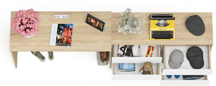 Мори письменный стол МСП1200.1 + Комод МК1200.6, дуб сонома/белый