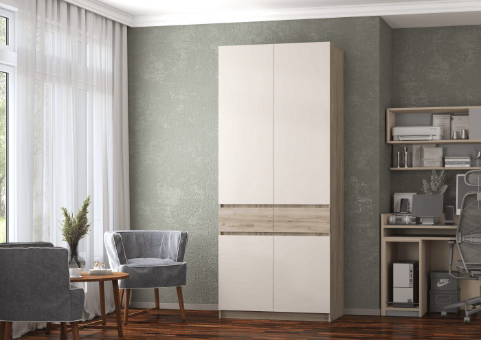 Шкаф Бостон ЛДСП ШК-001, крафт серый/кашемир