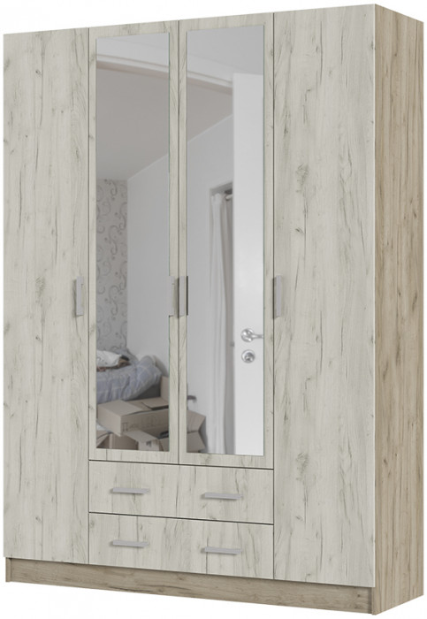 ГАРМОНИЯ ШК 602 М шкаф 4х створчатый (1,6х2,2х0,5) дуб крафт белый/дуб крафт серый