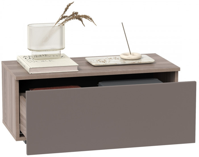 Роквуд Тумба под ТВ 16.54.01, цвет корпус ДСП эмили блаш/фасады МДФ графит мягкая шагрень, ШхГхВ 76,8х36,8х32 см.