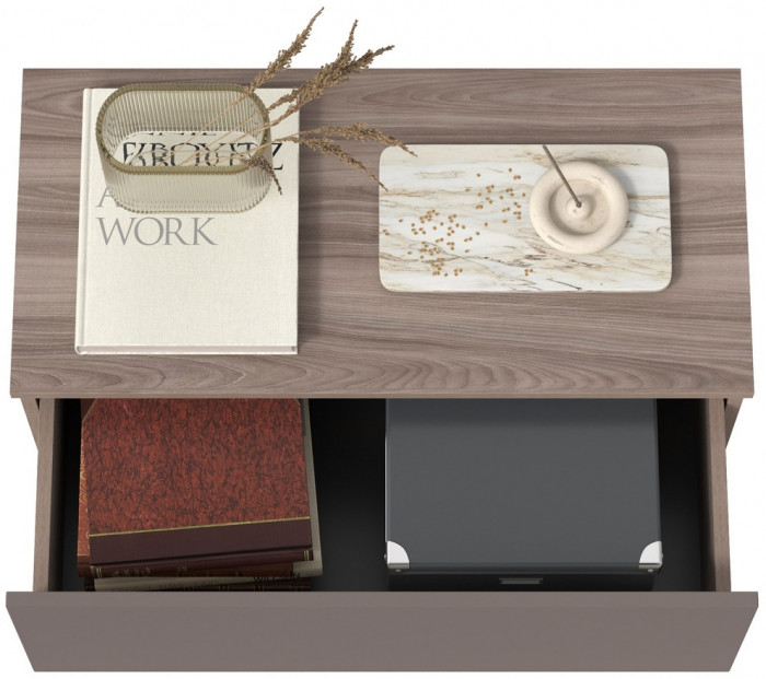 Роквуд Тумба под ТВ 16.54.01, цвет корпус ДСП эмили блаш/фасады МДФ графит мягкая шагрень, ШхГхВ 76,8х36,8х32 см.