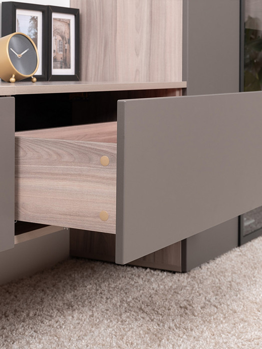 Роквуд Тумба под ТВ 16.54.01, цвет корпус ДСП эмили блаш/фасады МДФ графит мягкая шагрень, ШхГхВ 76,8х36,8х32 см.