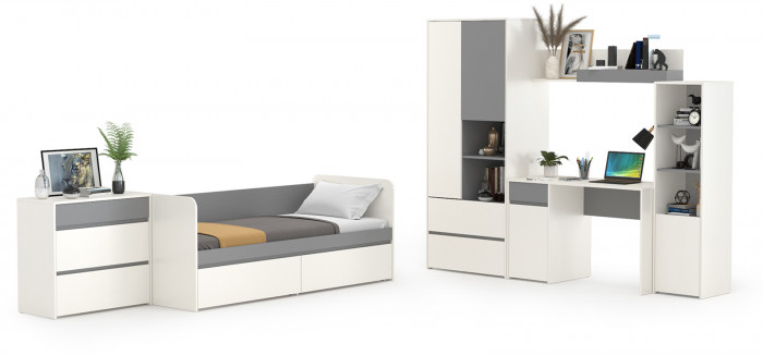 Торонто Компоновка № 27, белый шагрень/стальной серый