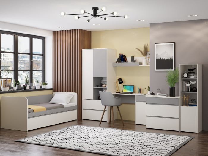 Торонто Компоновка № 27, белый шагрень/стальной серый