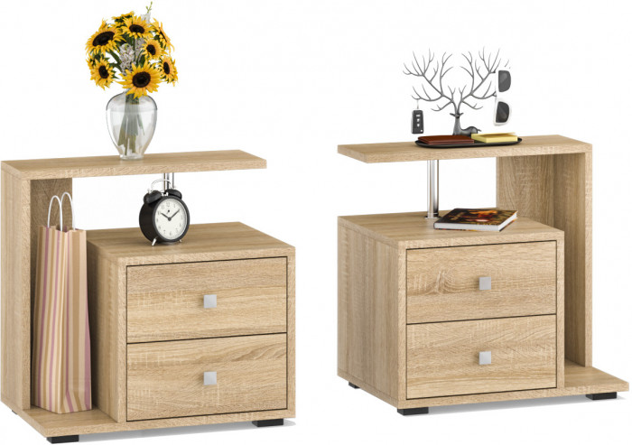 Камелия спальня № 4 Кровать 1800 + Две тумбы + Комод + Шкаф 4-х створчатый, дуб сонома