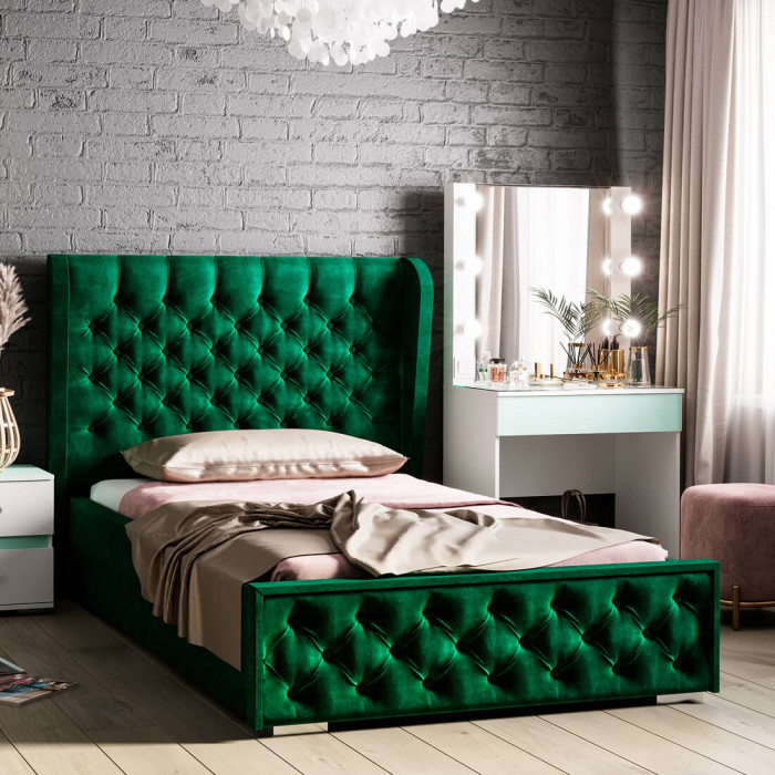 Кровать "Франческа" КР-06 1,2м под подъемный механизм изумруд