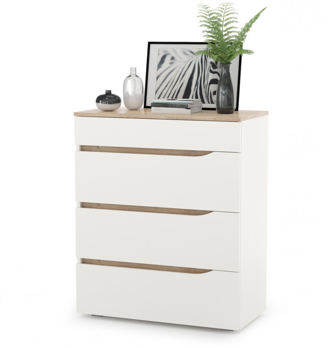 Муссон Кровать 11.28 + под. ортопед + Тумба 16.03 + Комод 13.97 + Тумба ТВ 13.276, белый/чёрный/дуб эндгрейн элегантный/кожзам белый, 1600х2000, б/м